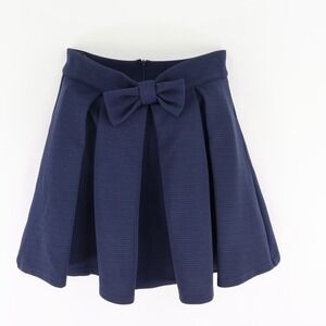 Shein Short Panel Skirt A-Line with Bow Womens Size M Navy Blue Polyester‎ Blend